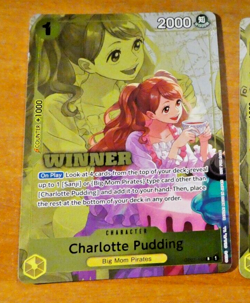 ONE PIECE ENGLISH CARD HOLO GAME CARTE CHARLOTTE OP03-112 WINNER EN JCC NM - Image 1