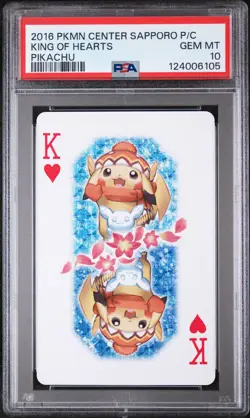 2016 POKEMON CENTER SAPPORO PLAYING CARDS PIKACHU KING OF HEARTS PSA 10 - Image 1