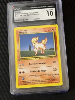 1st Edition Ponyta 60/102 WOTC Base Set Pokemon Card Portuguese CGC 10 - Image 1