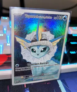 Fan Made Vaporeon Portrait Card - Vaporeon with Grey Felt Hat - Holo Art - Image 1