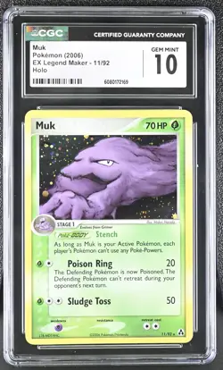 CGC 10 GEM MINT Muk 2006 EX Legend Maker 11/92 Holo Pokemon Card - Image 1