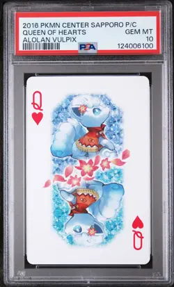 2016 POKEMON CENTER SAPPORO PLAYING CARDS ALOLAN VULPIX QUEEN OF HEARTS PSA 10 - Image 1