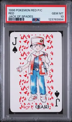 1996 POKEMON RED VERSION PLAYING CARDS JACK OF SPADES RED PSA 10 - Image 1