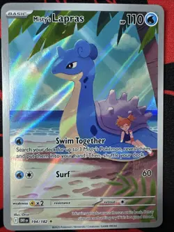 Pokemon TCG Misty's Lapras Destined Rivals Full Art Secret Rare Card 194/182 NM - Image 2