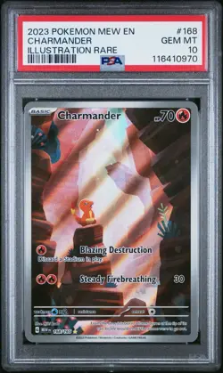 Pokemon Charmander TCG #168/165 Scarlet & Violet 151 Card PSA 10 - Image 1