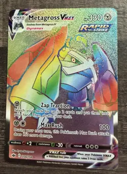 Pokemon Metagross VMAX Secret Rare Full Art Holo Card 208/198 Chilling Reign - Image 1