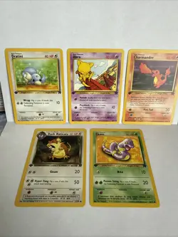 Pokemon TCG ROCKET Lot 1st Edition Cards - Dratini, Abra, Charmander, Raticate - Image 1