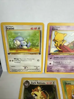 Pokemon TCG ROCKET Lot 1st Edition Cards - Dratini, Abra, Charmander, Raticate - Image 2