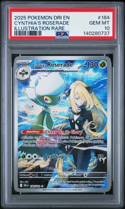 2025 POKEMON DRI EN-DESTINED RIVALS ILLUSTRATION RARE CYNTHIA'S ROSERADE PSA 10 - Image 1
