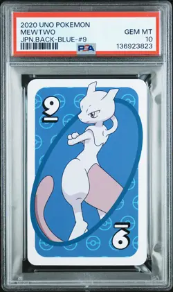 2020 UNO POKEMON JPN BACK-BLUE-#9 MEWTWO PSA 10 - Image 1