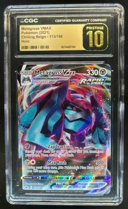 2021 Pokemon SWSH Chilling Reign Metagross VMAX PRISTINE #113/198 CGC 10 - Image 1