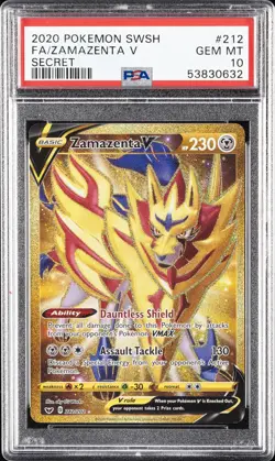 2020 POKEMON SWORD & SHIELD SECRET #212 FULL ART/ZAMAZENTA V PSA 10 - Image 1
