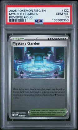 2025 POKEMON MEG EN-MEGA EVOLUTION REVERSE HOLO #122 MYSTERY GARDEN PSA 10 - Image 1