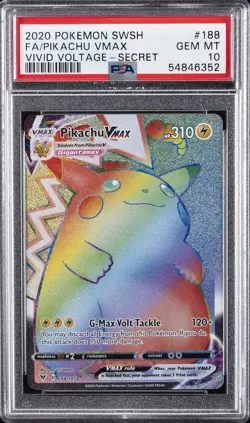 2020 POKEMON SWORD & SHIELD VIVID VOLTAGE SECRET FULL ART/PIKACHU VMAX PSA 10 - Image 1