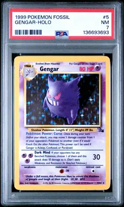 1999 POKEMON FOSSIL #5 GENGAR-HOLO PSA 7 - Image 1