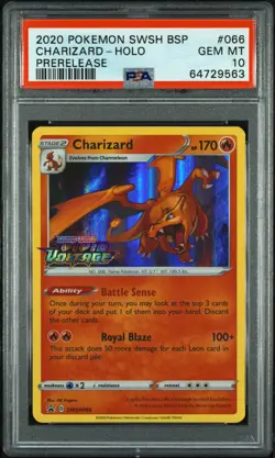 2020 POKEMON SWSH BLACK STAR PROMO PRERELEASE #066 CHARIZARD-HOLO PSA 10 - Image 1