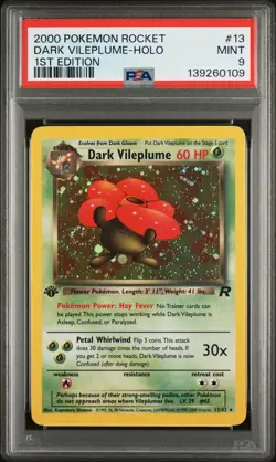 2000 POKEMON ROCKET 1ST EDITION #13 DARK VILEPLUME-HOLO PSA 9 - Image 1
