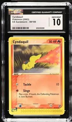 Pokemon Cyndaquil 2003 EX Sandstorm 59/100 CGC 10 - Image 1