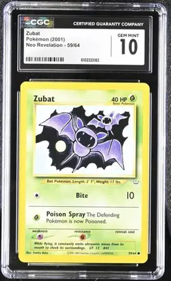 Pokemon Zubat 2001 Neo Revelation 59/64 CGC 10 - Image 1