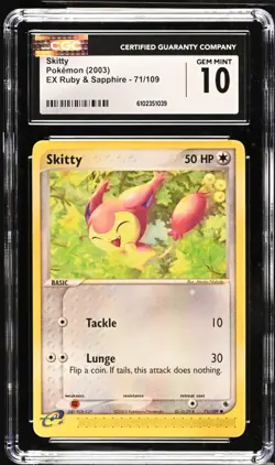 Pokemon 2003 Skitty EX Ruby & Sapphire 71/109 CGC 10 - Image 1