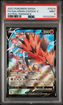 2022 Pokemon Galarian Zapdos V Astral Radiance TG19/TG30 Holo Ultra Rare PSA 9 - Image 1