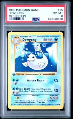 Dewgong #25 - 1999 Pokemon Base Set 1st Edition - PSA 8 - Image 1