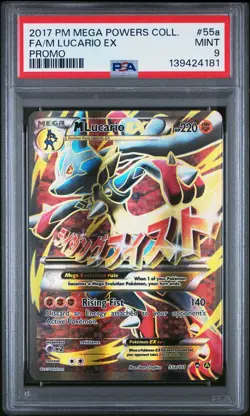 2017 POKEMON MEGA POWERS COLL PROMO #55A FULL ART/M LUCARIO EX PSA 9 - Image 1
