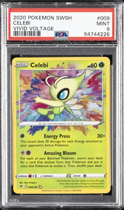 2020 POKEMON SWORD & SHIELD VIVID VOLTAGE #009 CELEBI PSA 9 - Image 1