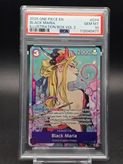 2025 ONE PIECE PROMOS ILLUSTRATION BOX VOL.2 #074 BLACK MARIA PSA 10 - Image 1