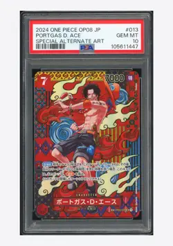 One Piece PSA 10 Portgas D Ace SP Alternate Art 2024 OP02-013 OP08 Japanese - Image 1