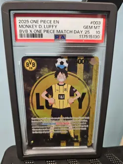 PSA 10 One Piece Monkey D Luffy BVB x Matchday 2025 #ST13-003 Promo - Image 1