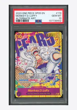 One Piece PSA 10 Monkey D Luffy SEC Alternate Art 2023 OP05-119 OP05 English - Image 1