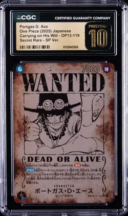 2025 ONE PIECE JPN CARRYING ON HIS WILL WANTED AA PORTGAS D. ACE CGC 10 PRISTINE - Image 1