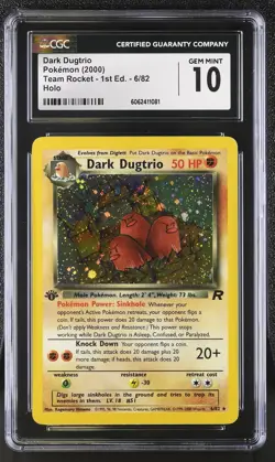 CGC 10 Dark Dugtrio Team Rocket 1st Edition 6/82 Holo SWIRL Pokemon Card - Image 1