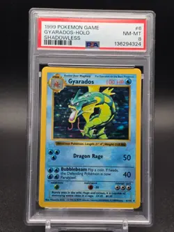 1999 Pokemon Game Gyarados Holo PSA 8 NM-Mint Shadowless #6/102 Rare Base Card - Image 1