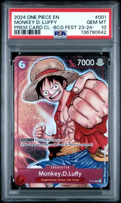 2024 ONE PIECE BANDAI CARD GAMES FEST 23-24 #001 MONKEY D. LUFFY PSA 10 - Image 1