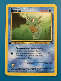 1st Edition Horsea 49/62 Fossil Set Rare Vintage 1999 Pokemon Card - NM - Image 1
