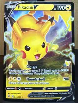 Pokemon Pikachu V - (#60 Pikachu Stamped) 043/185 Battle Academy 2022 Holo Card - Image 1