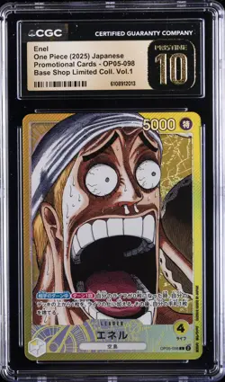 2025 ONE PIECE JPN PROMO CARDS BASE SHOP LTD COLL. VOL.1 ENEL CGC 10 PRISTINE - Image 1