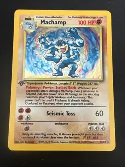 1999 Base Set Vintage Pokemon 2 Card Lot: Holo 1st Edition Machamp & Mewtwo - Image 2