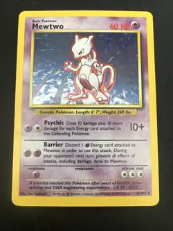 1999 Base Set Vintage Pokemon 2 Card Lot: Holo 1st Edition Machamp & Mewtwo - Image 4