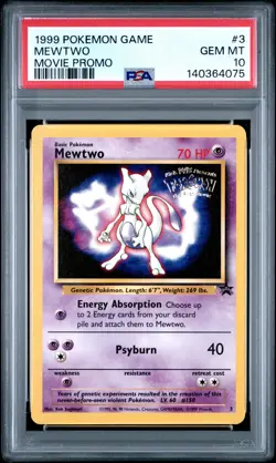 1999 POKEMON GAME MOVIE PROMO #3 MEWTWO PSA 10 - Image 1