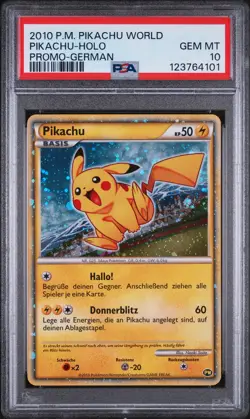 2010 POKEMON WORLD COLL GERMAN-DO NOT USE PIKACHU-HOLO PSA 10 - Image 1