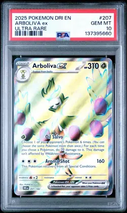 Pokemon Destined Rivals Arboliva ex Ultra Rare Holo 207/182 PSA 10 Gem - Image 1