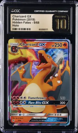 2019 POKEMON SUN & MOON HIDDEN FATES #9 CHARIZARD GX CGC 10 PRISTINE - Image 1