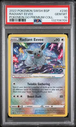 2022 POKEMON SWSH POKEMON GO PREMIUM COLLECTION RADIANT EEVEE PSA 10 - Image 1