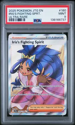 2025 POKEMON JTG EN-JOURNEY TOGETHER ULTRA RARE IRIS'S FIGHTING SPIRIT PSA 9 - Image 1