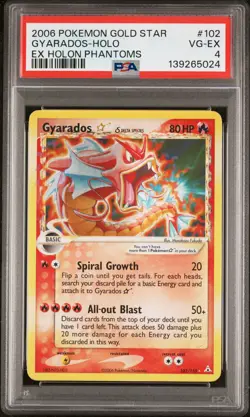 2006 POKEMON EX HOLON PHANTOMS GOLD STAR #102 GYARADOS-HOLO PSA 4 - Image 1