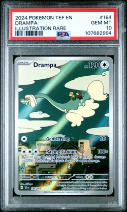 2024 POKEMON TEF EN-TEMPORAL FORCES ILLUSTRATION RARE #184 DRAMPA PSA 10 - Image 1