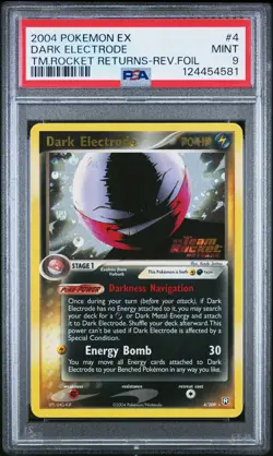 2004 POKEMON EX TEAM ROCKET RETURNS #4 DARK ELECTRODE-REVERSE FOIL PSA 9 - Image 1